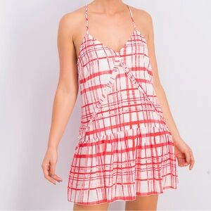 Avec Les Filles by Anthropologie Windowpane Plaid Grid Check Mini Ruffle Dress